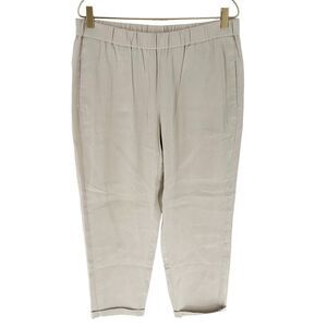 J.Jill Pants Womens Large Beige Linen Blend Pull On Ankle Cuffed Pockets Comfy